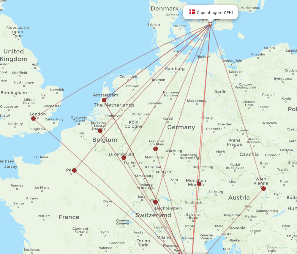 CPH-FLR flight routes