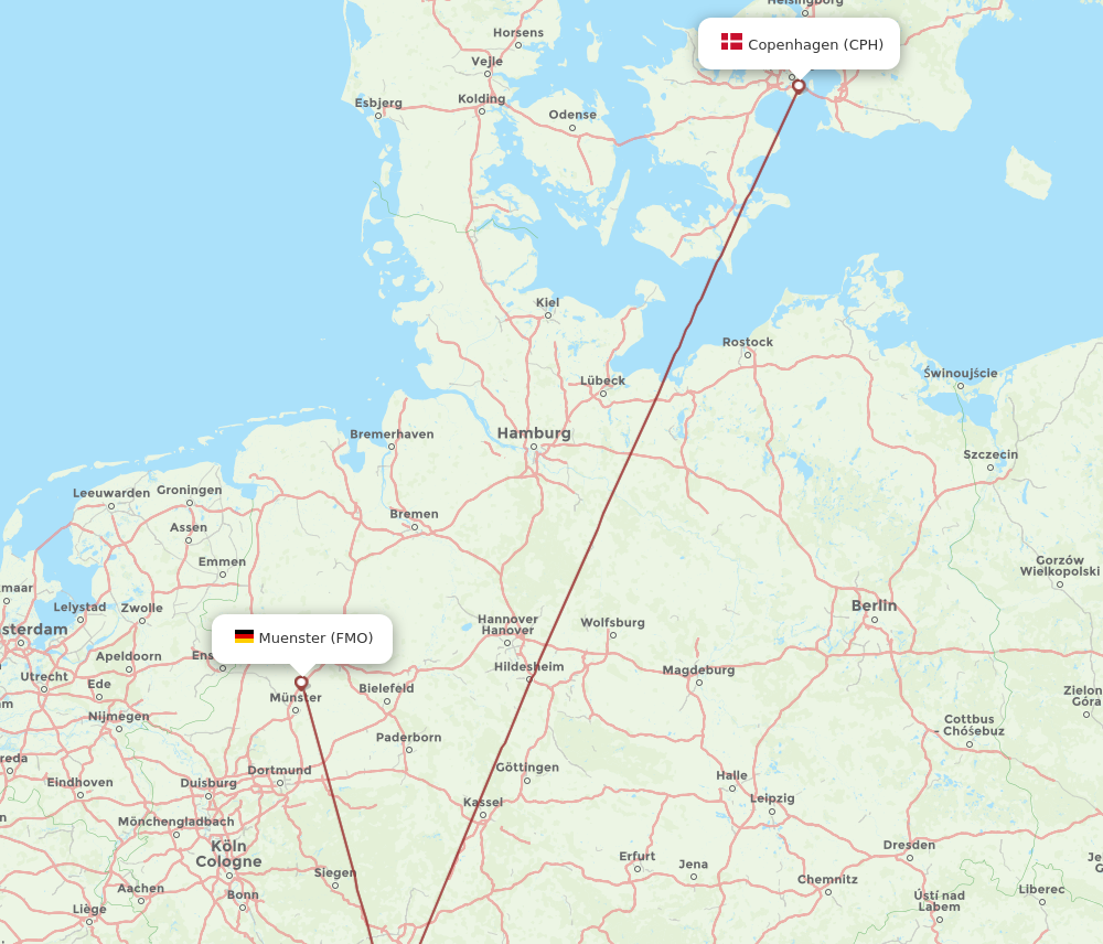 CPH to FMO flights and routes map