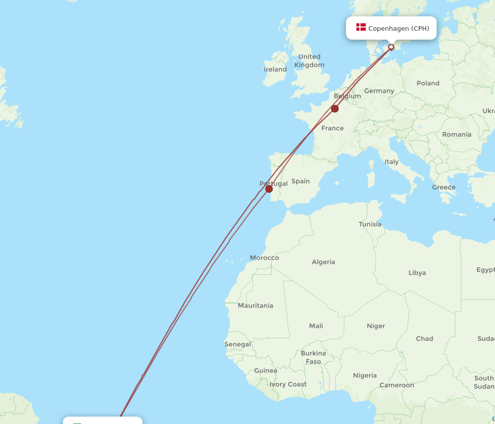 CPH-FOR flight routes