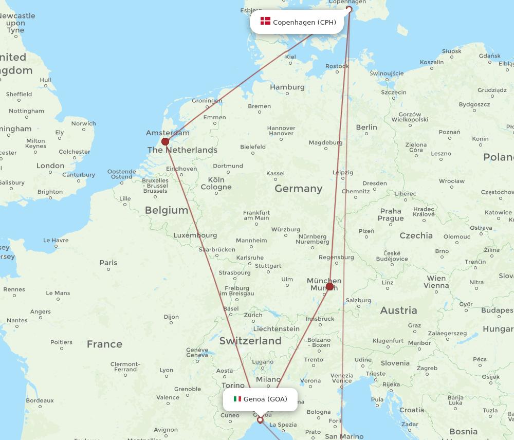 CPH-GOA flight routes