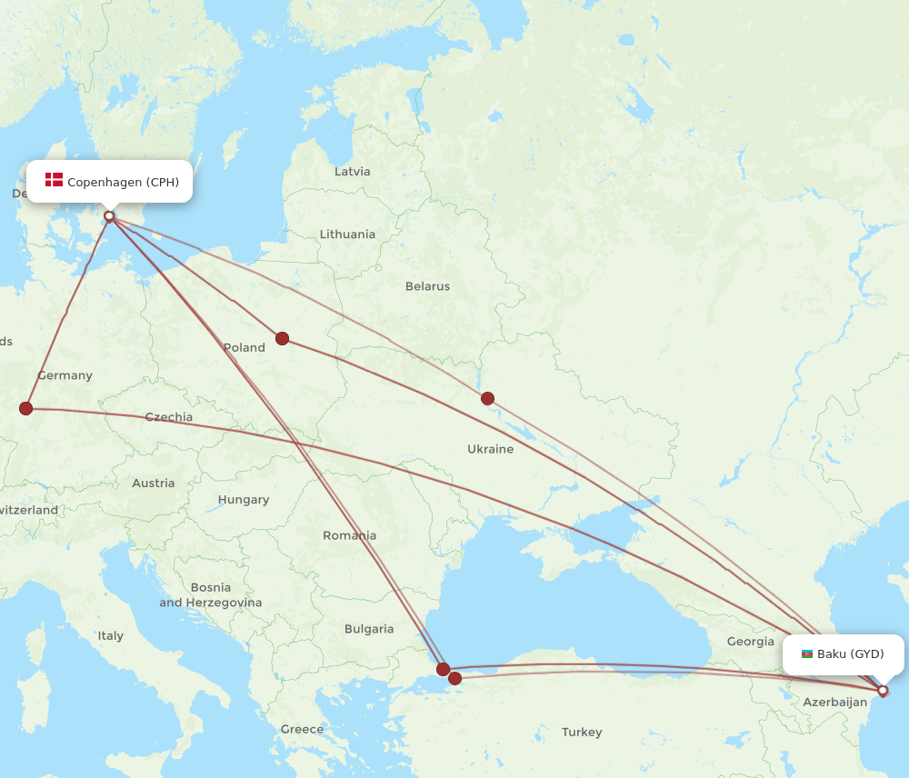 CPH-GYD flight routes