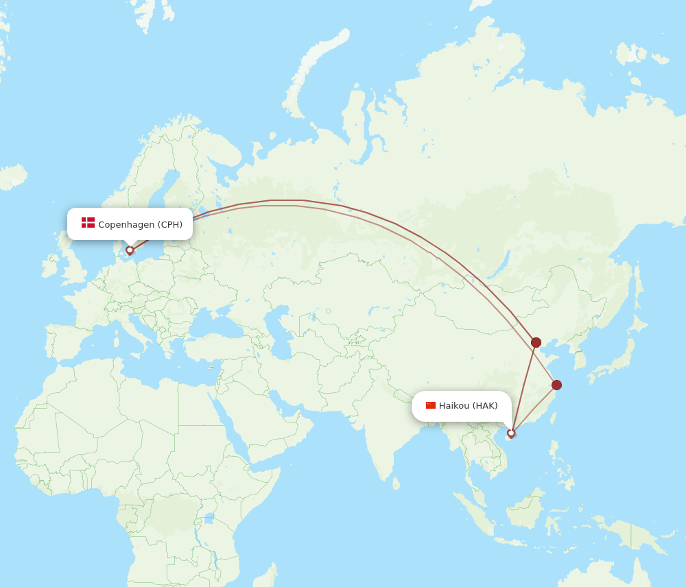 CPH-HAK flight routes