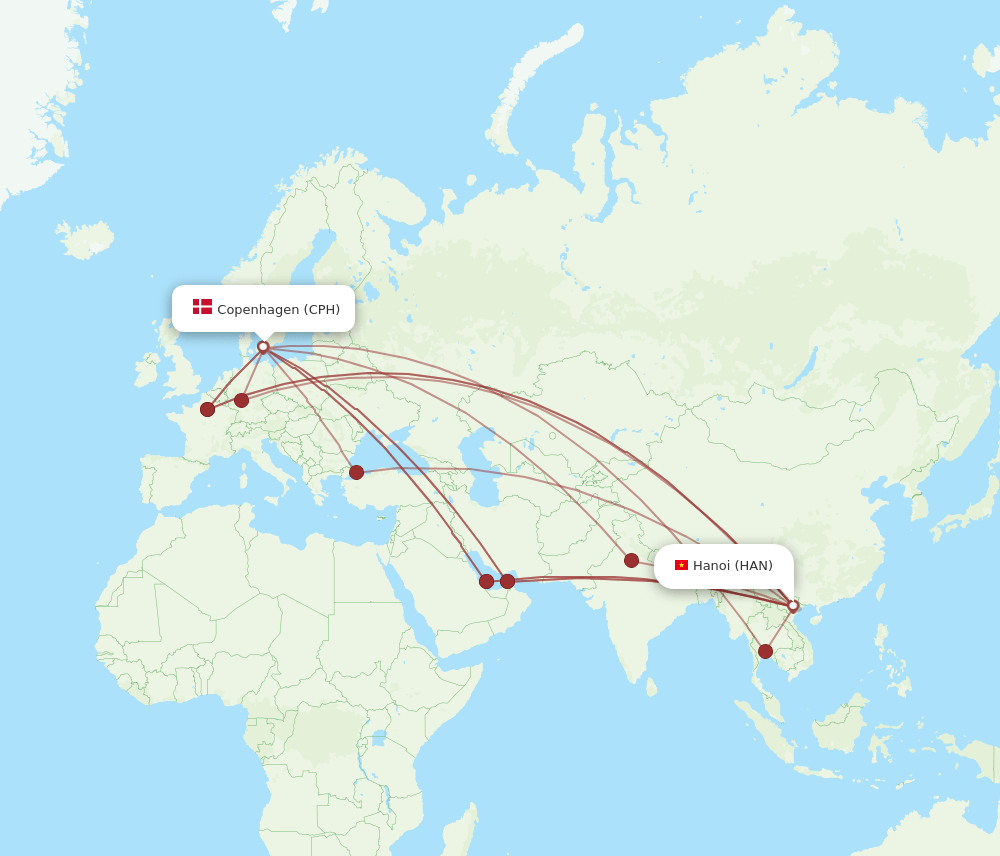 CPH-HAN flight routes