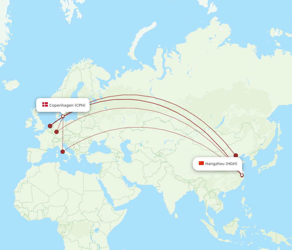 CPH-HGH flight routes
