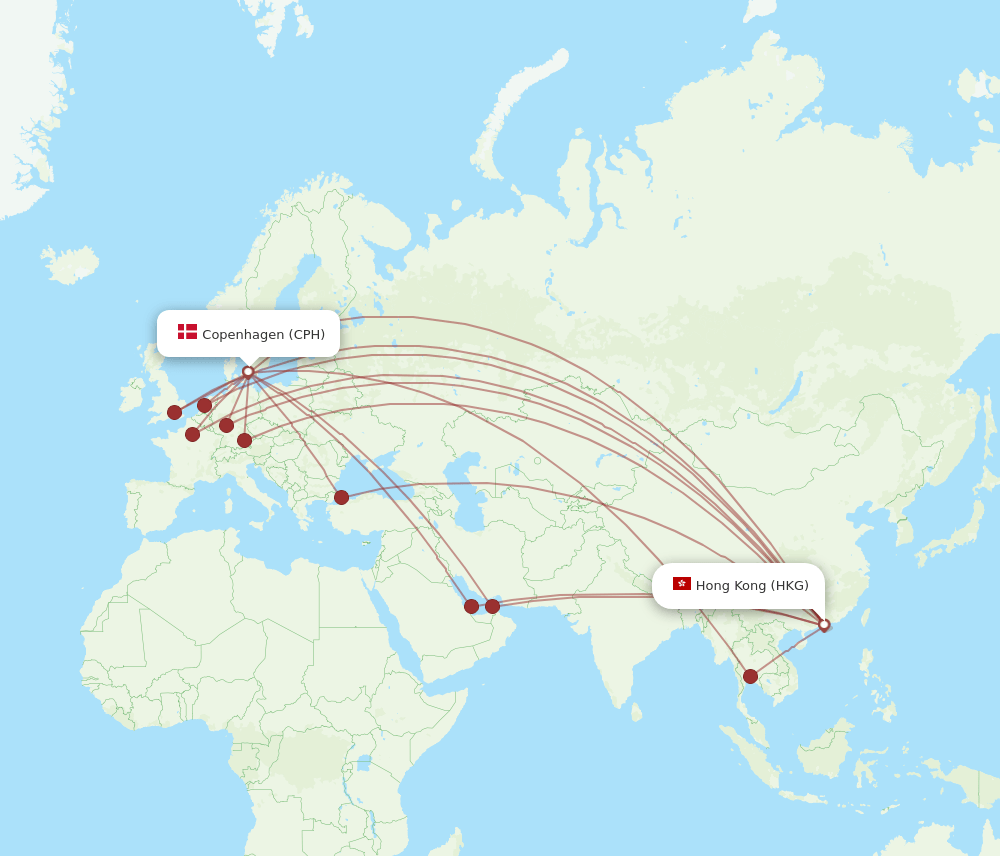 CPH-HKG flight routes