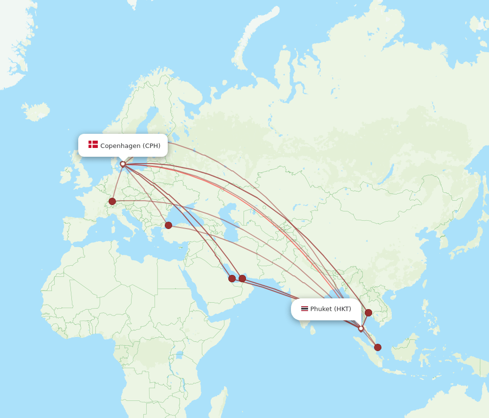 CPH-HKT flight routes