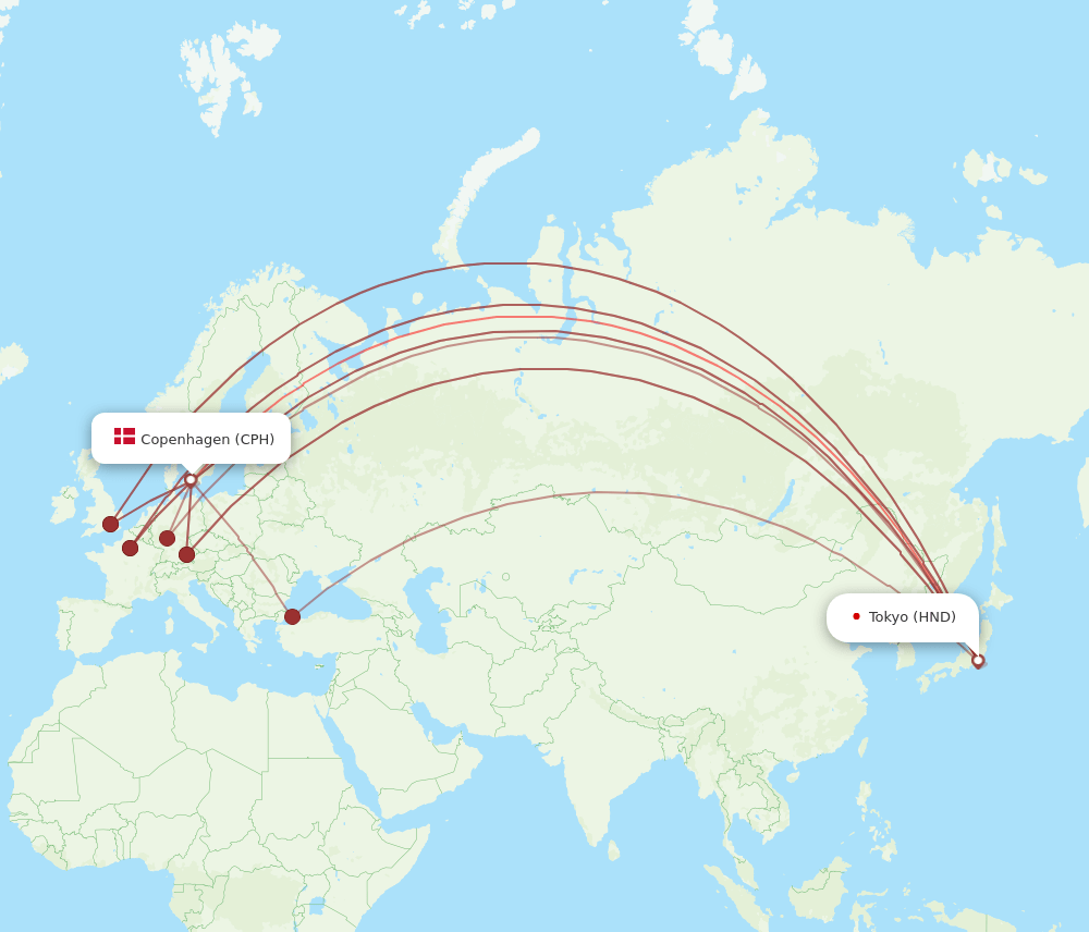 CPH-HND flight routes