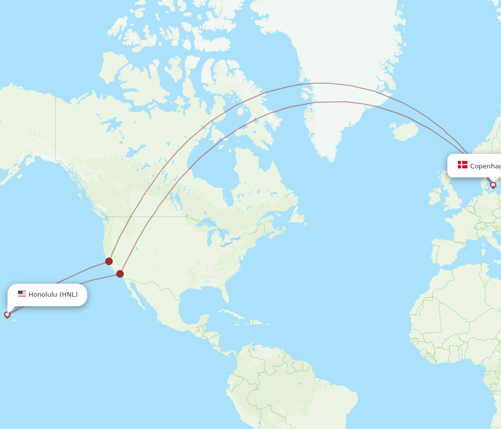 CPH-HNL flight routes