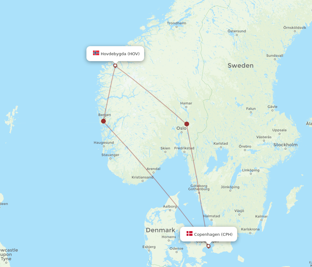 CPH-HOV flight routes