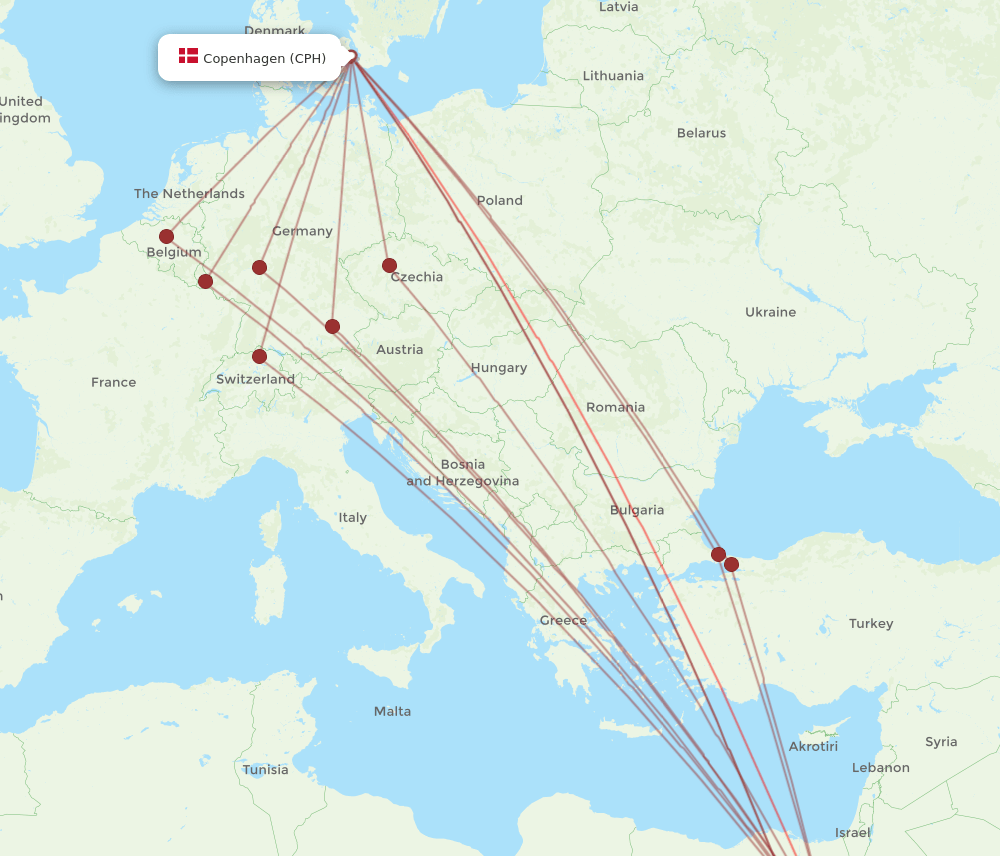 CPH-HRG flight routes