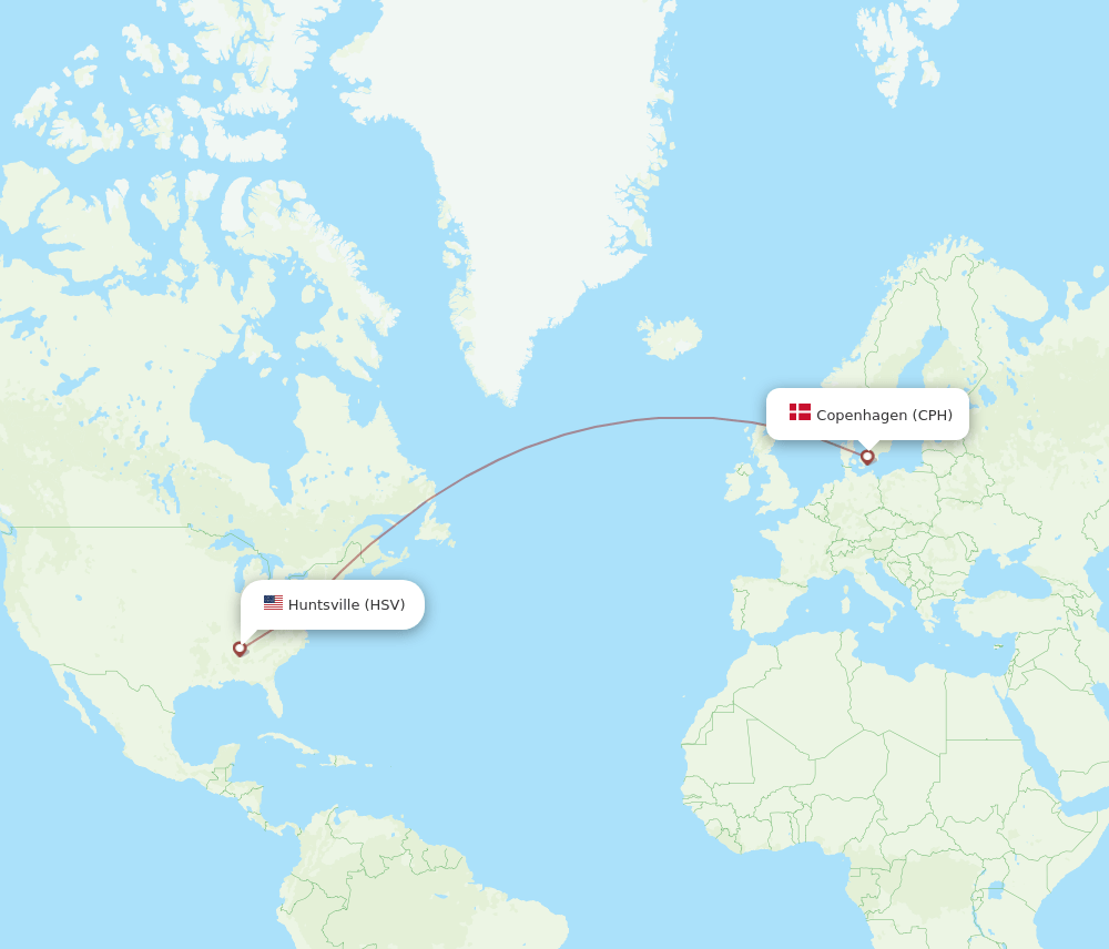 CPH-HSV flight routes