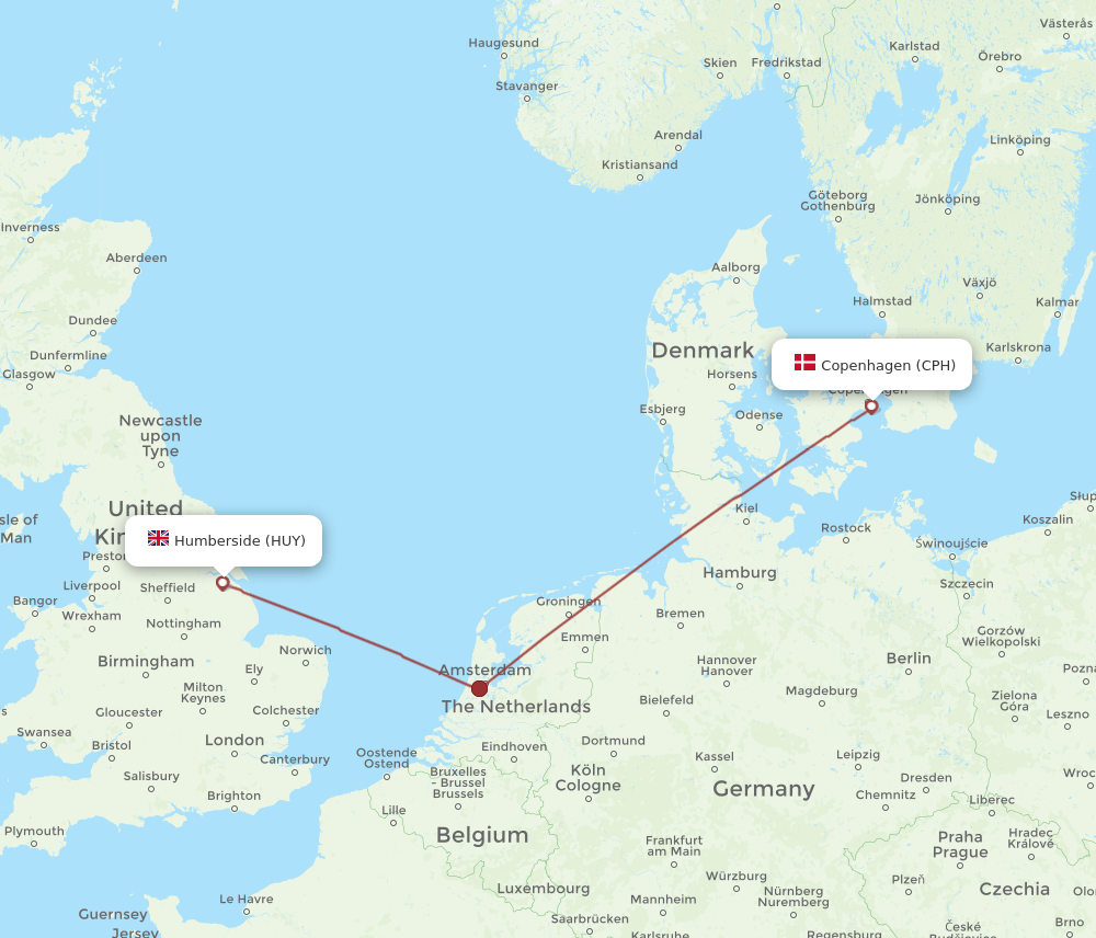 CPH-HUY flight routes