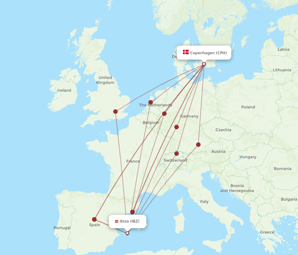 CPH-IBZ flight routes