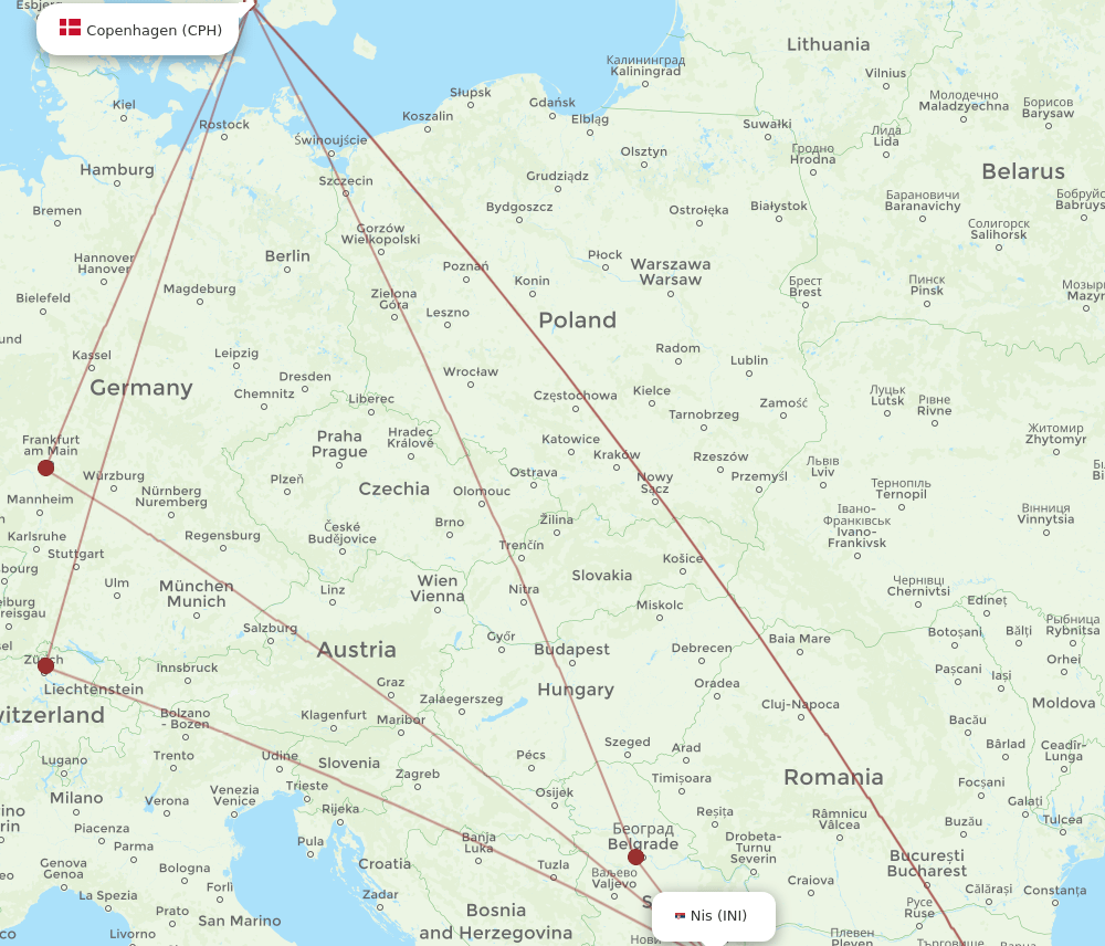 CPH-INI flight routes