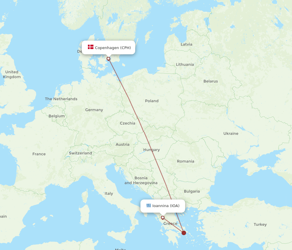 CPH-IOA flight routes