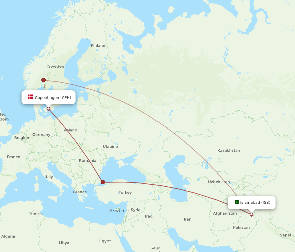 CPH-ISB flight routes