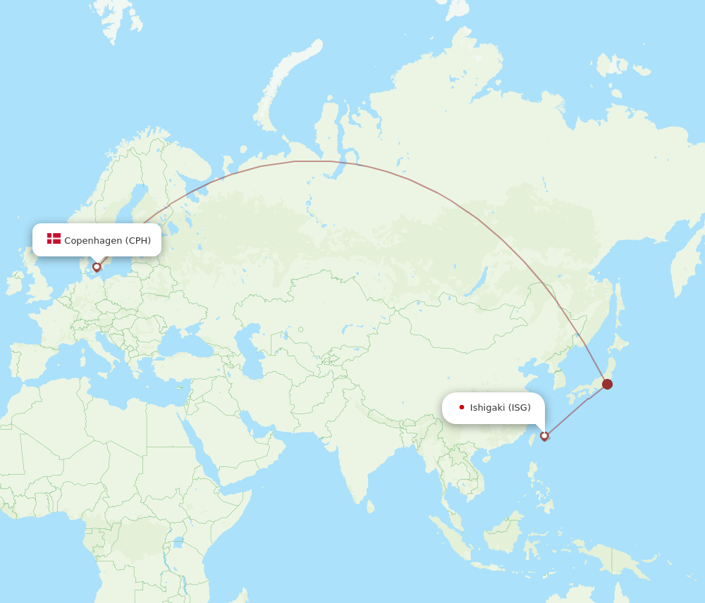 CPH to ISG flights and routes map