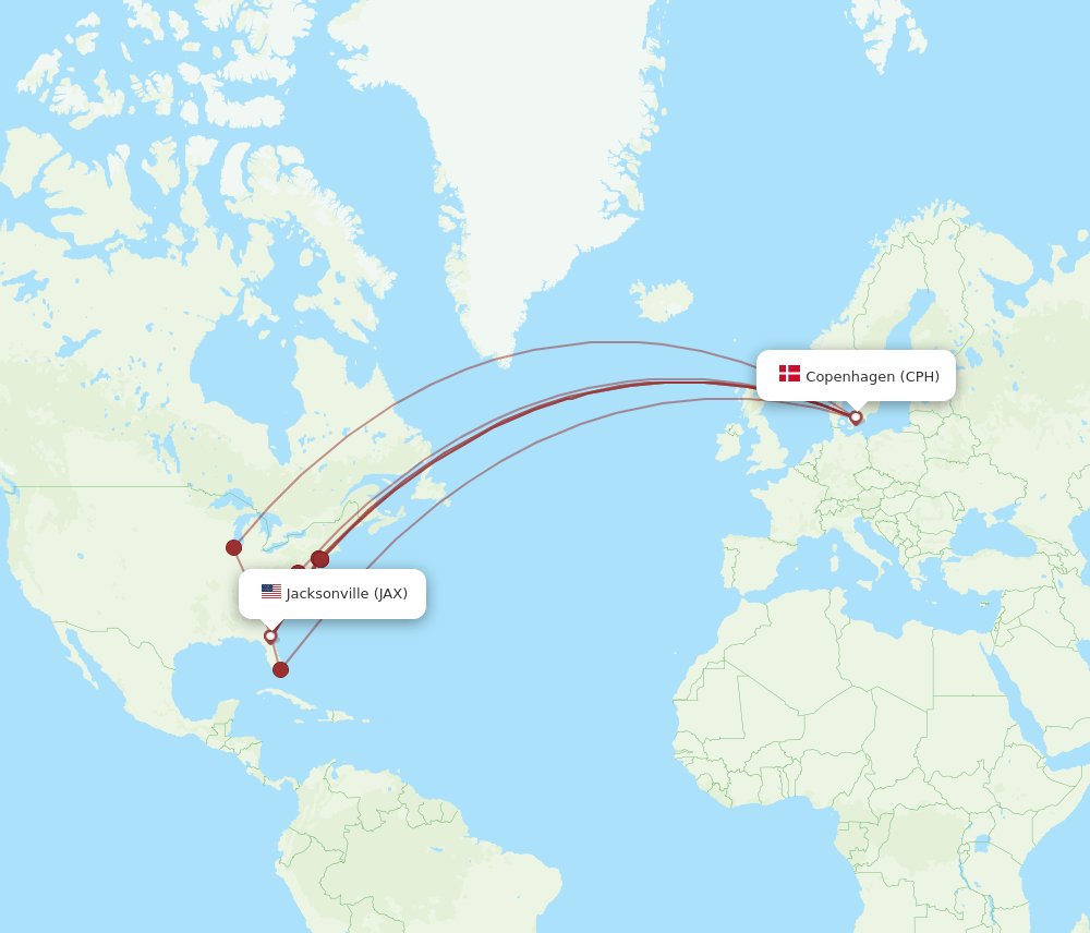 CPH-JAX flight routes
