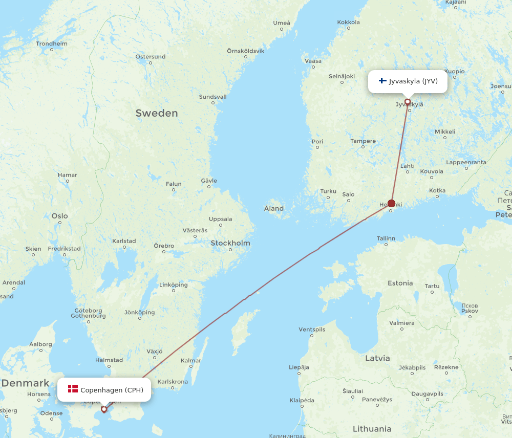 CPH-JYV flight routes