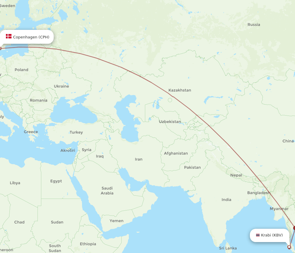 CPH-KBV flight routes