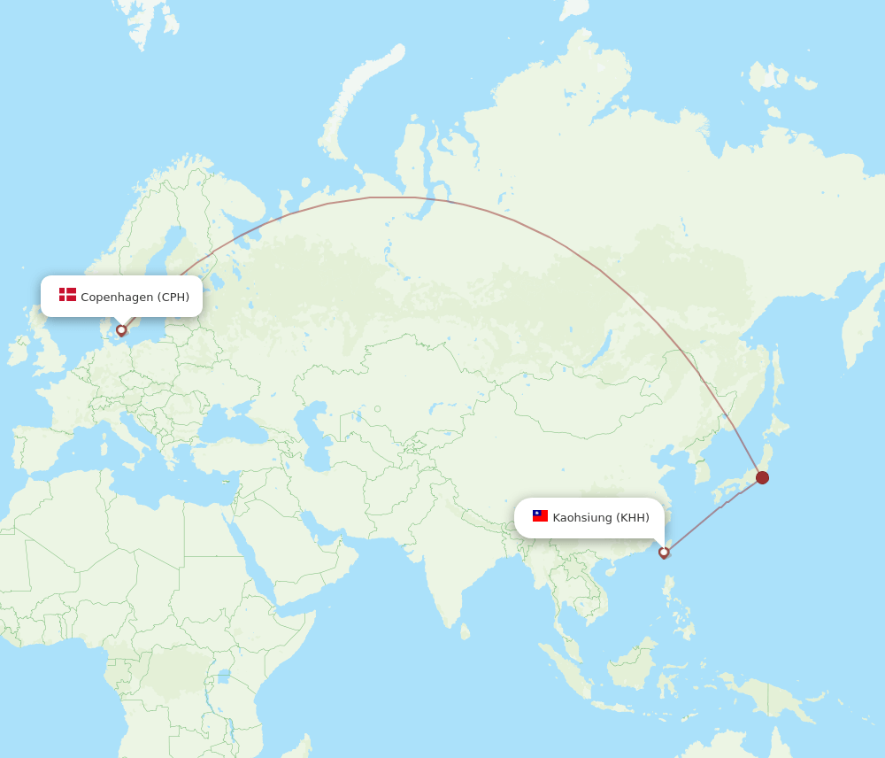 CPH-KHH flight routes