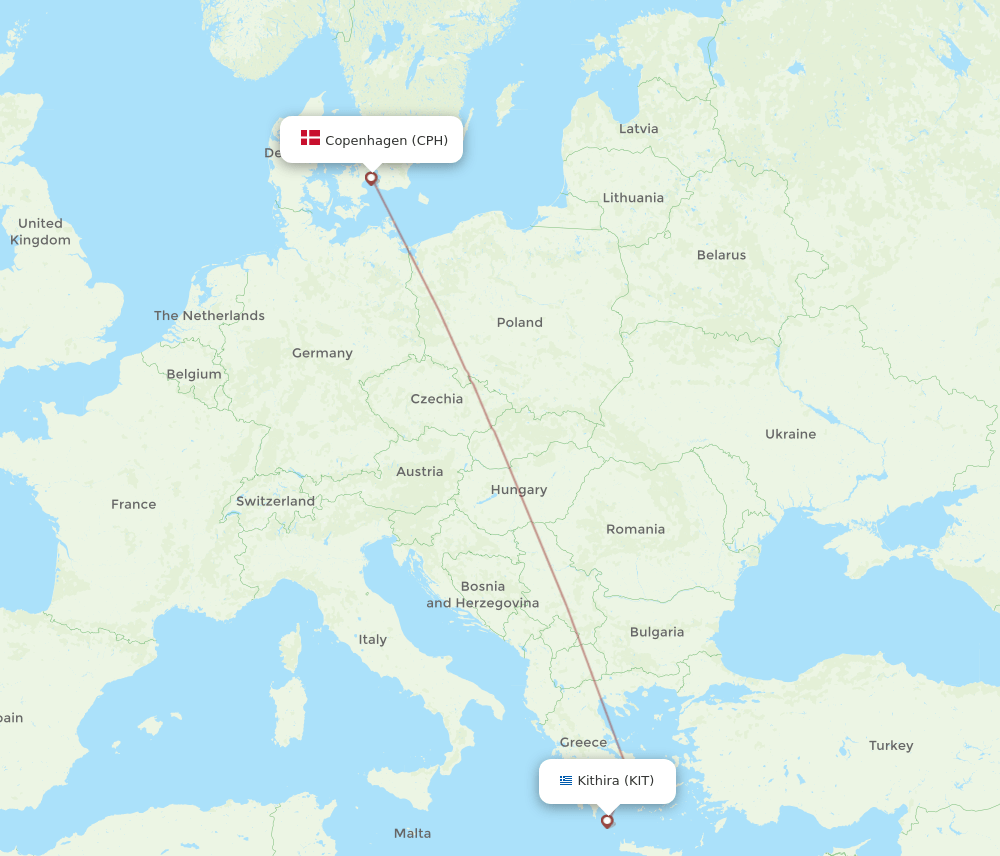 CPH to KIT flights and routes map
