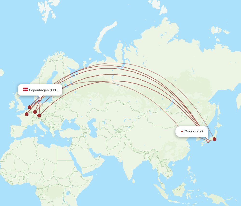 CPH-KIX flight routes
