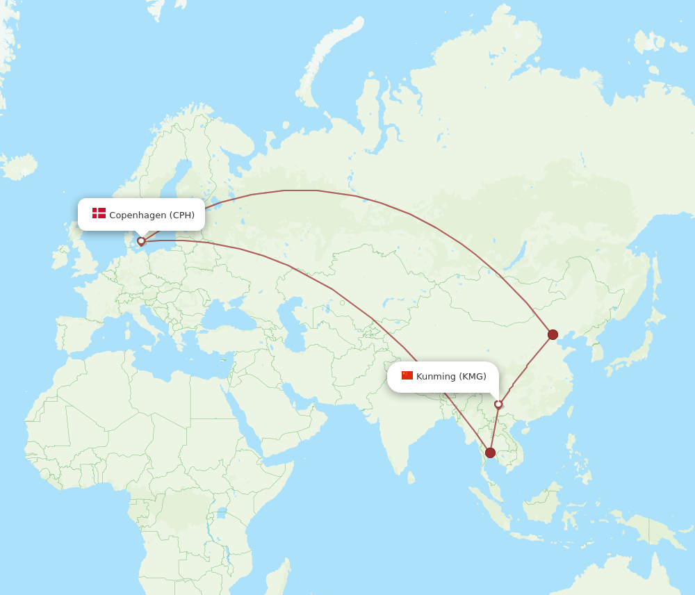 CPH-KMG flight routes