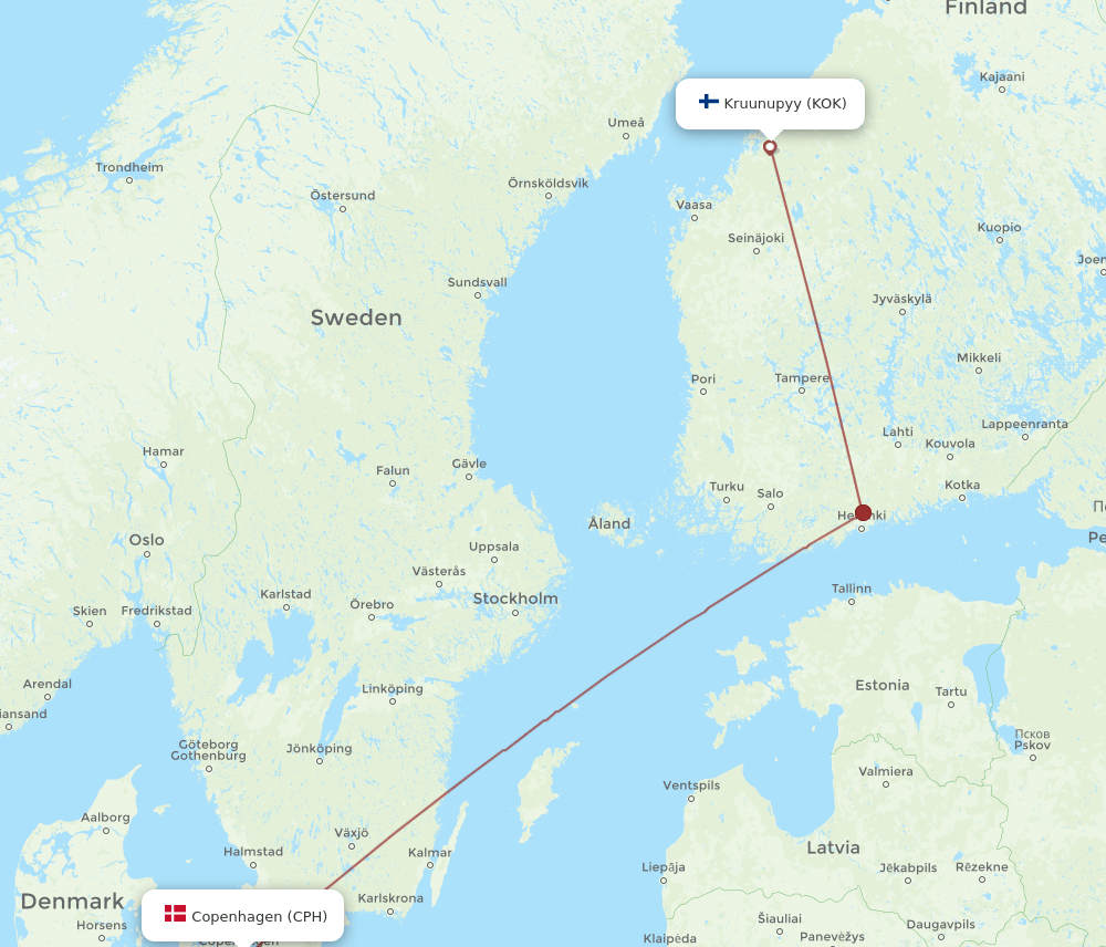 CPH-KOK flight routes