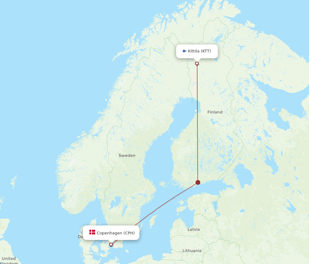 CPH-KTT flight routes