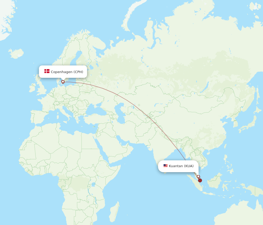 CPH-KUA flight routes