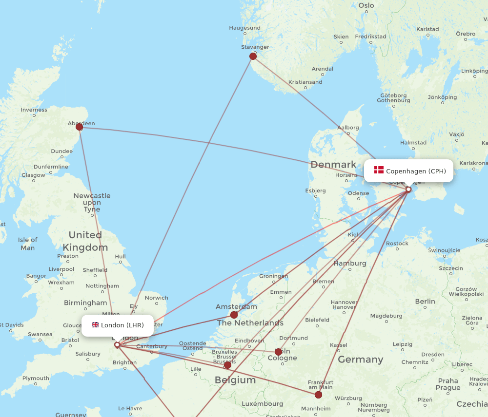 CPH-LHR flight routes