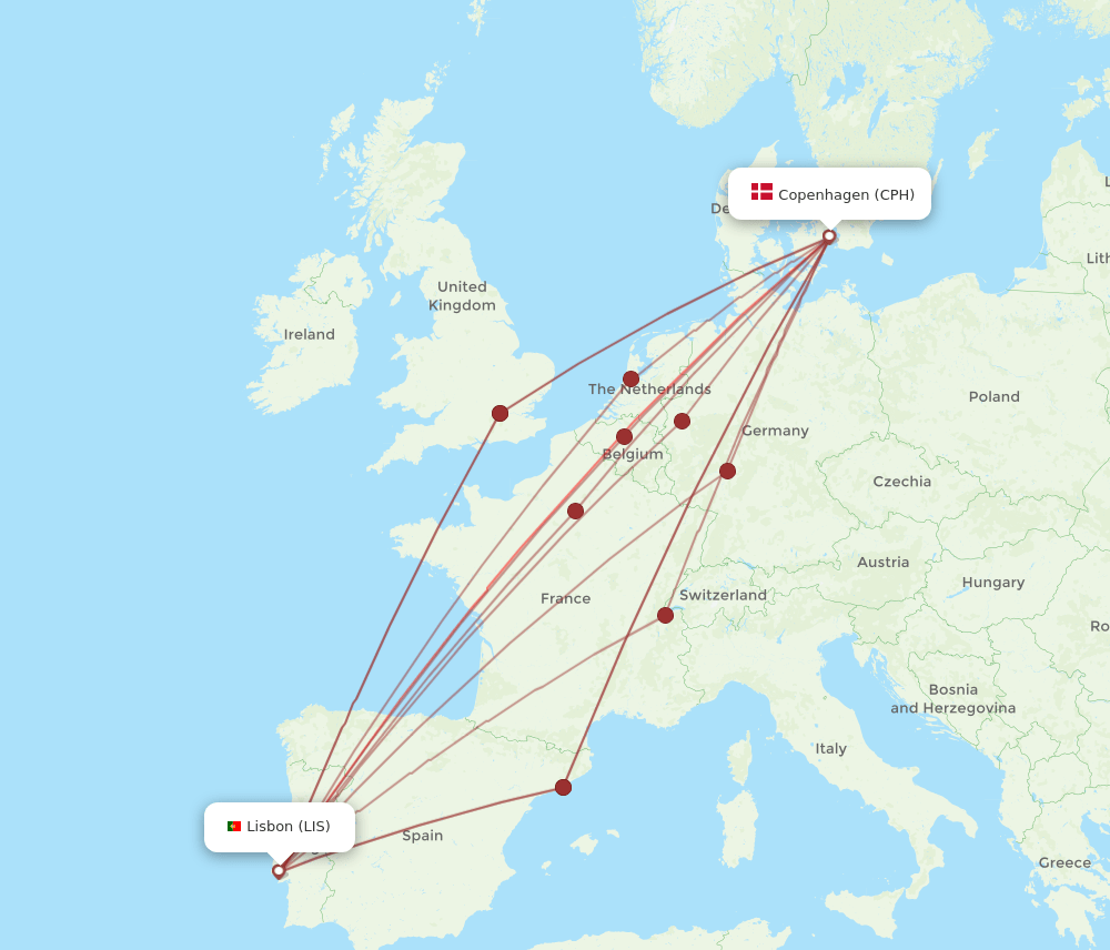 CPH-LIS flight routes