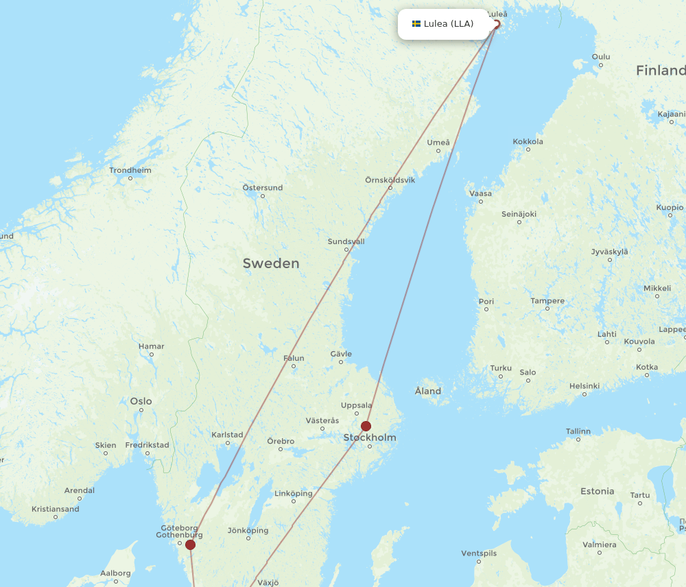 CPH to LLA flights and routes map