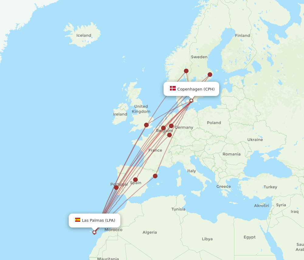 CPH-LPA flight routes