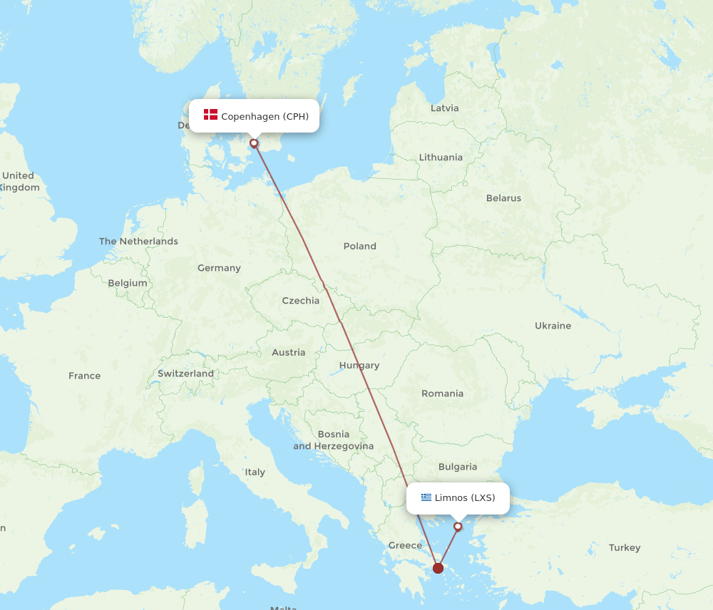 CPH-LXS flight routes