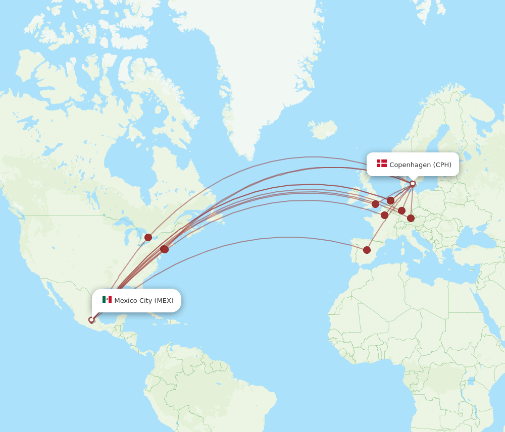 CPH-MEX flight routes
