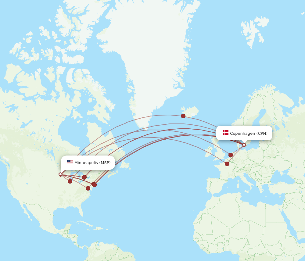 CPH-MSP flight routes