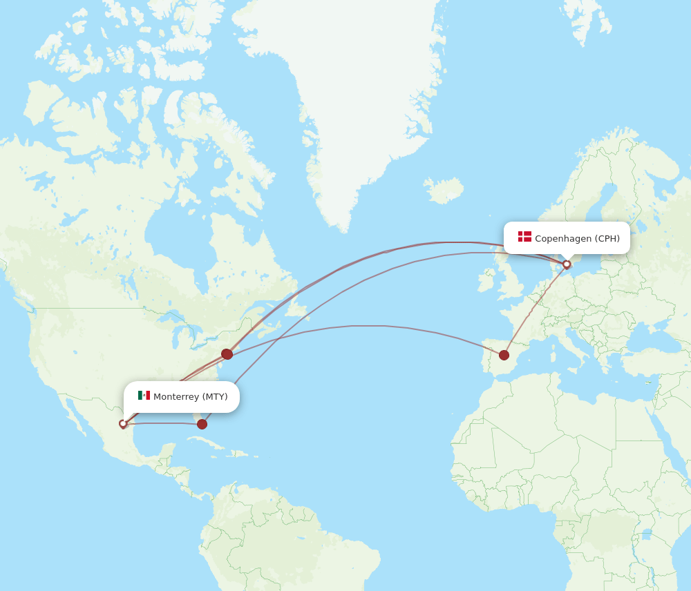 CPH-MTY flight routes