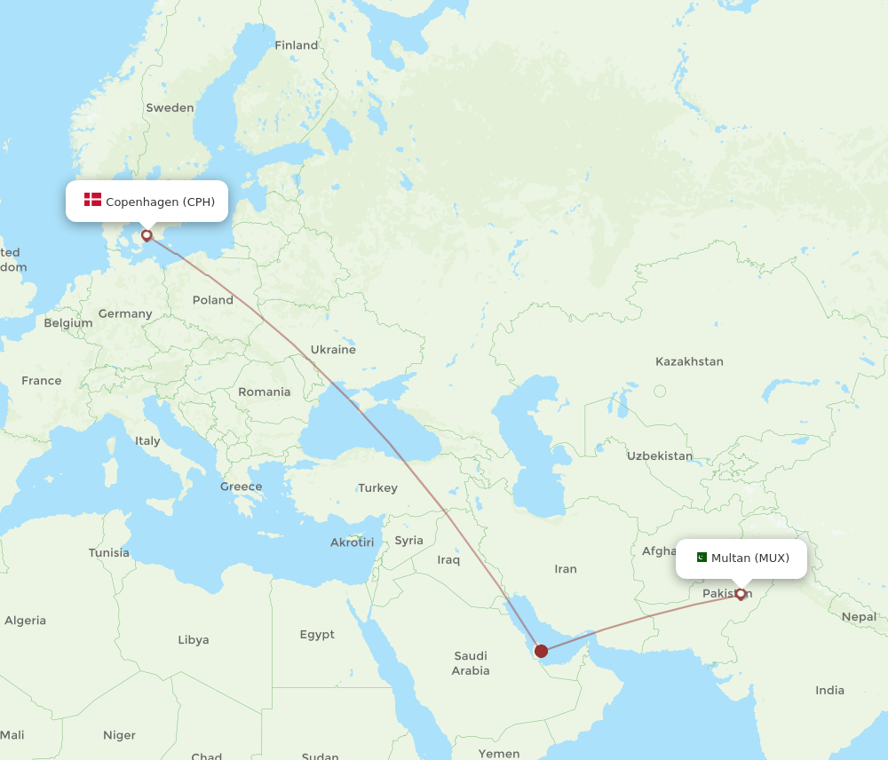 CPH-MUX flight routes