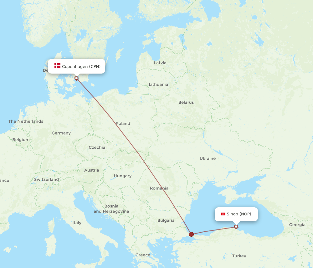 CPH-NOP flight routes
