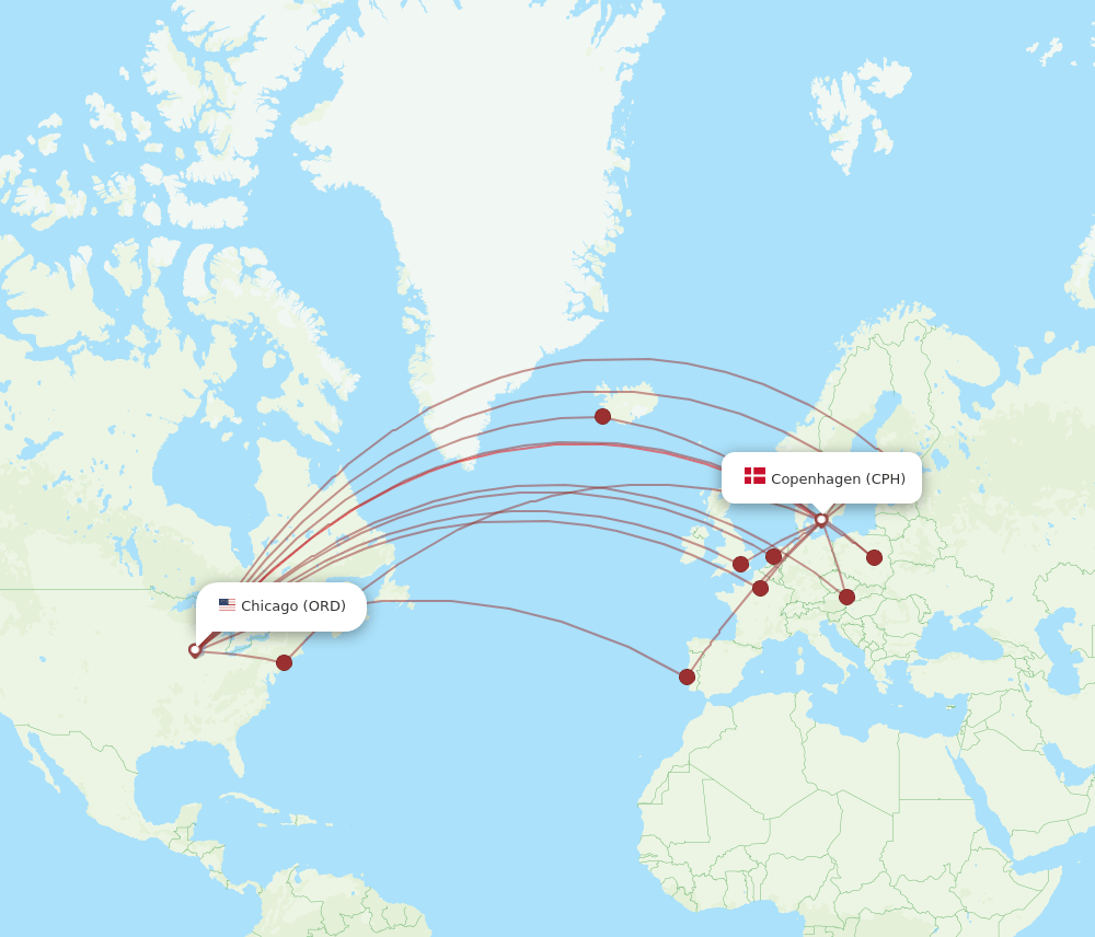 CPH-ORD flight routes