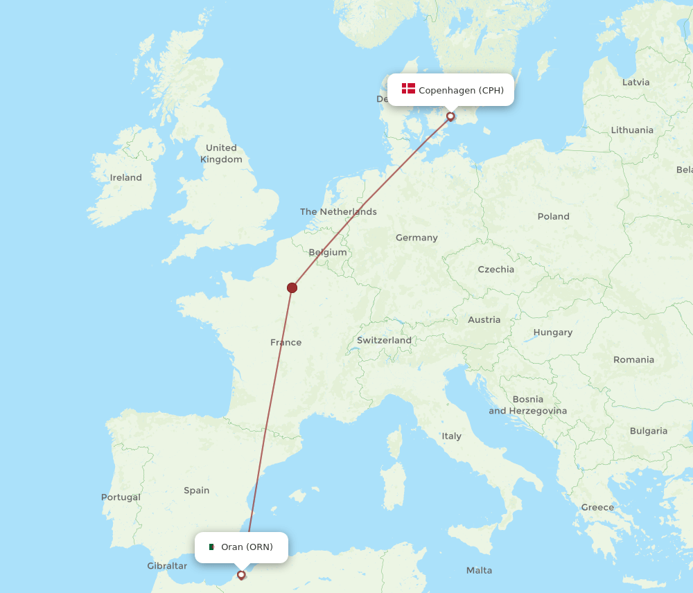 CPH-ORN flight routes