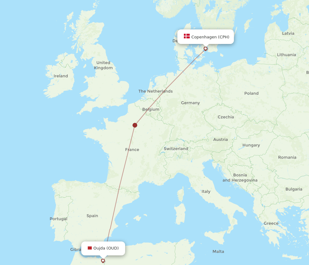 CPH-OUD flight routes