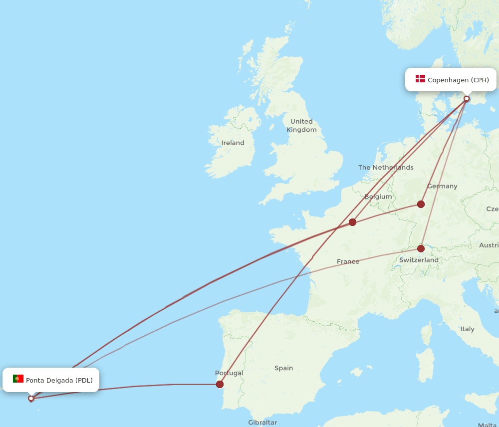 CPH-PDL flight routes