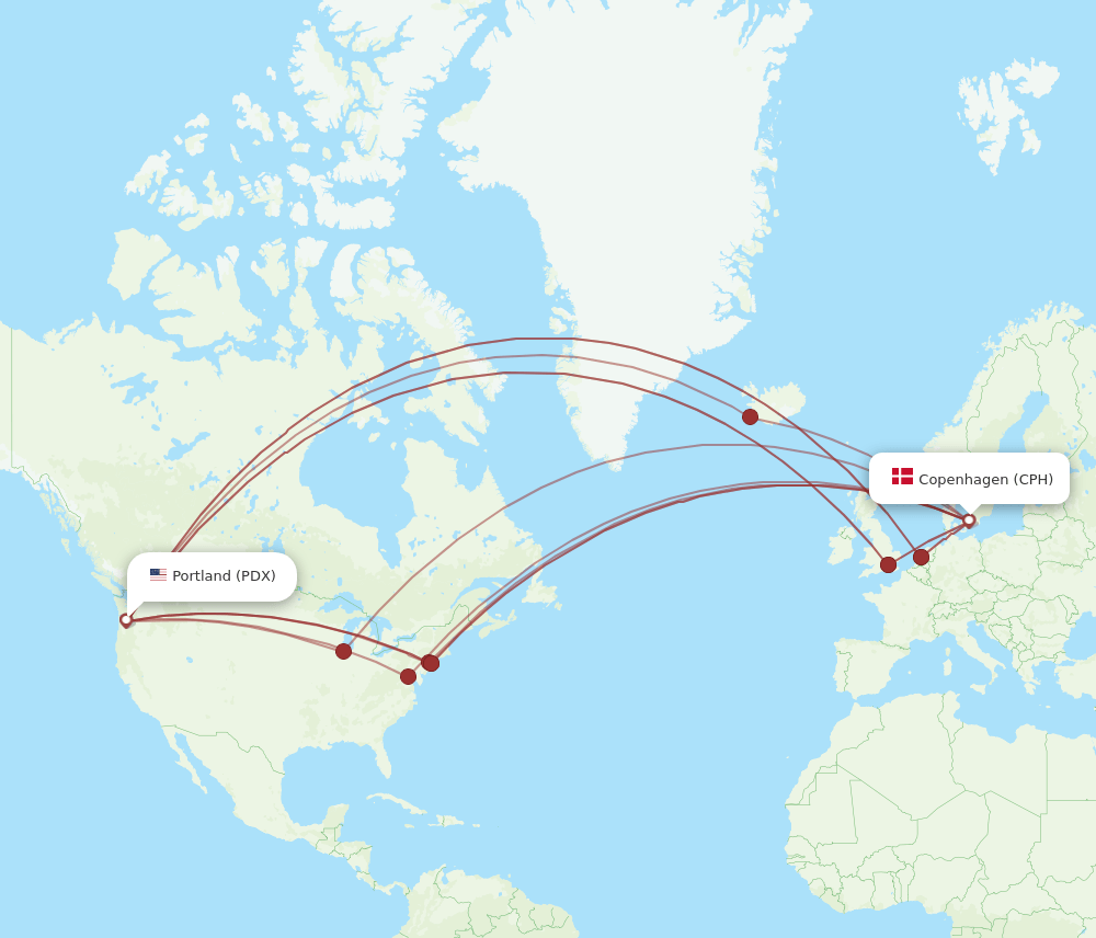 CPH-PDX flight routes