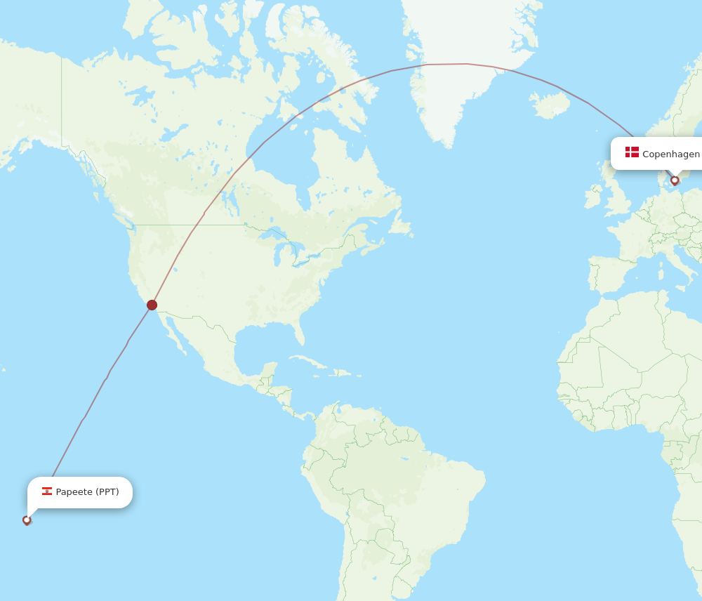CPH-PPT flight routes