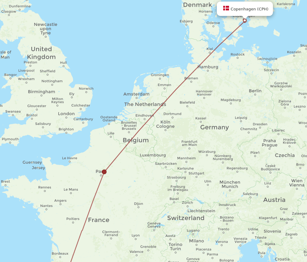 CPH-PUF flight routes