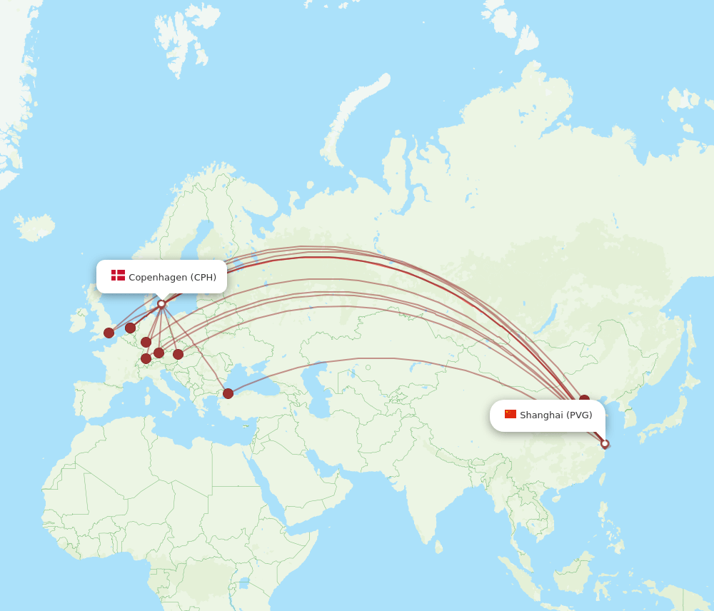 CPH-PVG flight routes