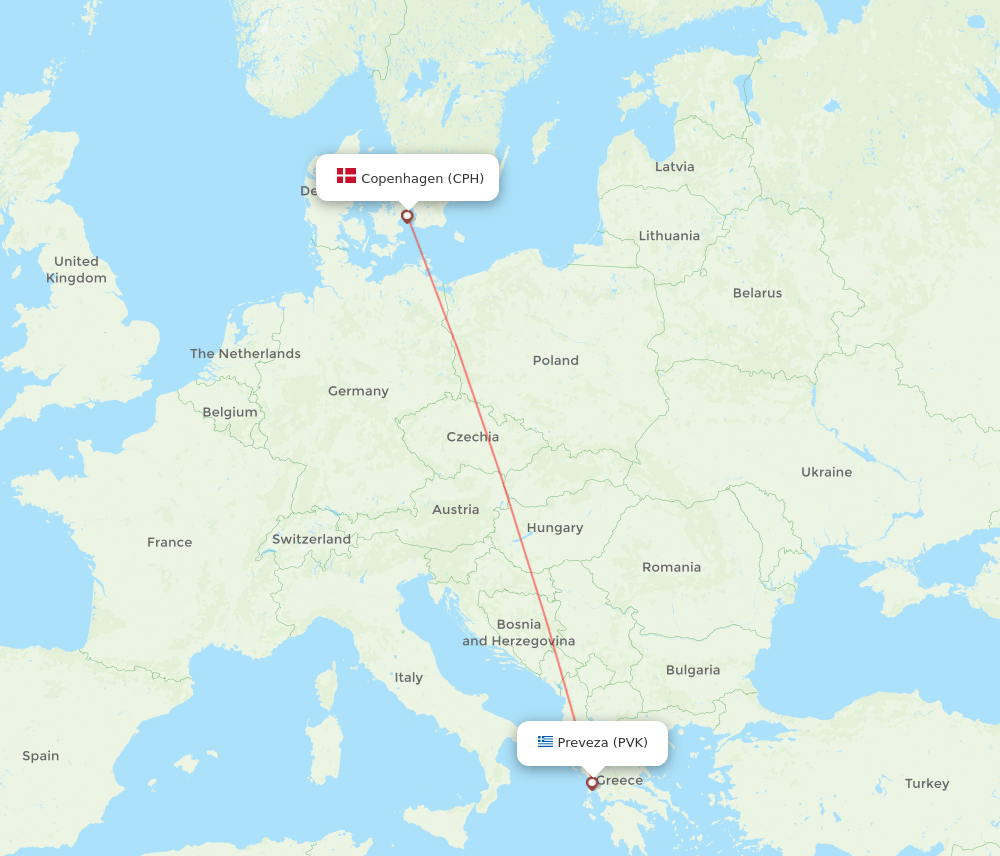 CPH-PVK flight routes